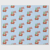 Red  Truck Kerstboom House Owl Snowman Cadeaupapier (Vlak)