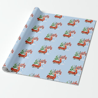 Red Truck Kerstboom House Owl Snowman Cadeaupapier
