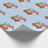 Red  Truck Kerstboom House Owl Snowman Cadeaupapier (Hoek)