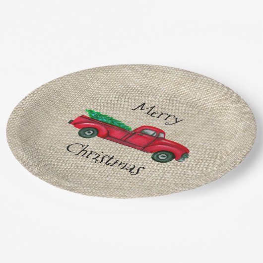 Red Truck Kerstboom Melamine Bord (Gekanteld)