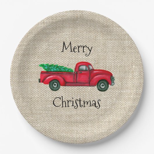 Red Truck Kerstboom Melamine Bord (Voorkant)