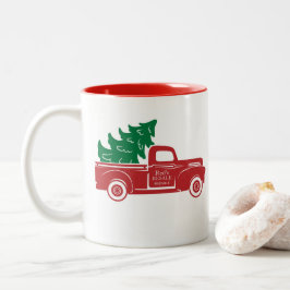 Red Truck Kerstboom Mok Two-Tone