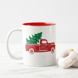 Red Truck Kerstboom Mok Two-Tone