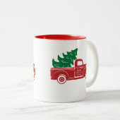 Red Truck Kerstboom Mok Two-Tone (Voorkant rechts)