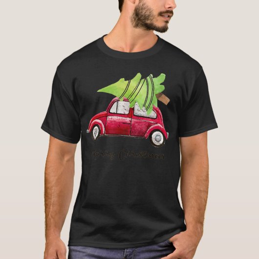 Red Truck Kerstboom Pajamas T-shirt (Voorkant)