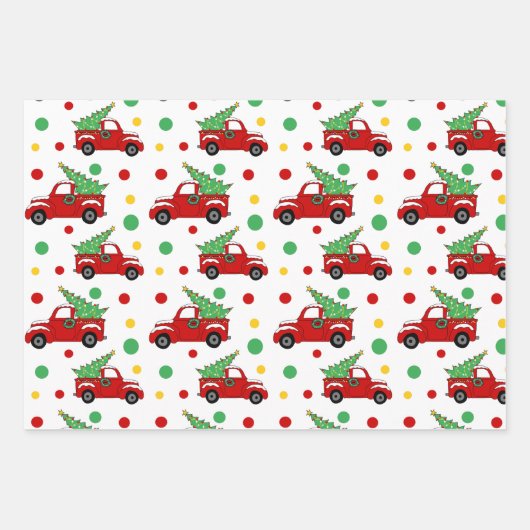Red Truck Kerstboom — Reeks omslagpapier Inpakpapier Vel (Voorkant)
