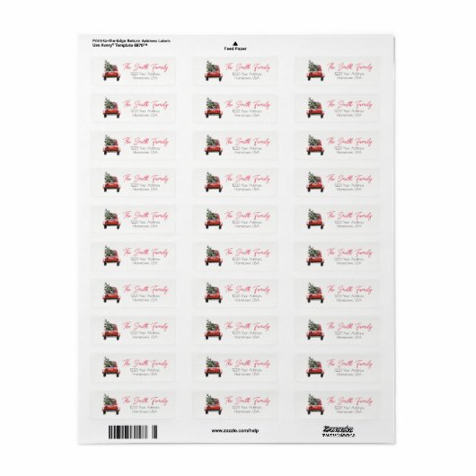 Red Truck Kerstboom Return Label (Full Sheet)
