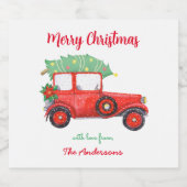 Red Truck kerstboom Xmas White Likeurfles Etiket (Enkel label)