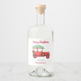 Red Truck kerstboom Xmas White Likeurfles Etiket