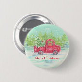 Red Truck kerstButton Ronde Button 5,7 Cm (Voorkant /achterkant)