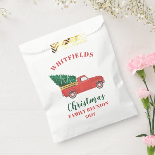 Red Truck-kerstfamilie — aangepast Bedankzakje (Gezegeld)