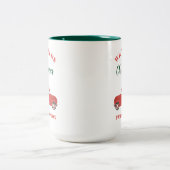 Red Truck-kerstfamilie — aangepast Tweekleurige Koffiemok (Center)