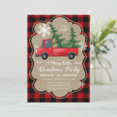 Red Truck Kerstfeestdag uitnodiging (Staand voorkant)