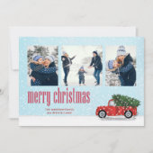  Red Truck Kerstfotokaart 3 Foto Feestdagenkaart (Voorkant)