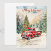 Red Truck-kerstkaart Feestdagenkaart (Voorkant / Achterkant)