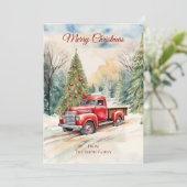 Red Truck-kerstkaart Feestdagenkaart (Staand voorkant)