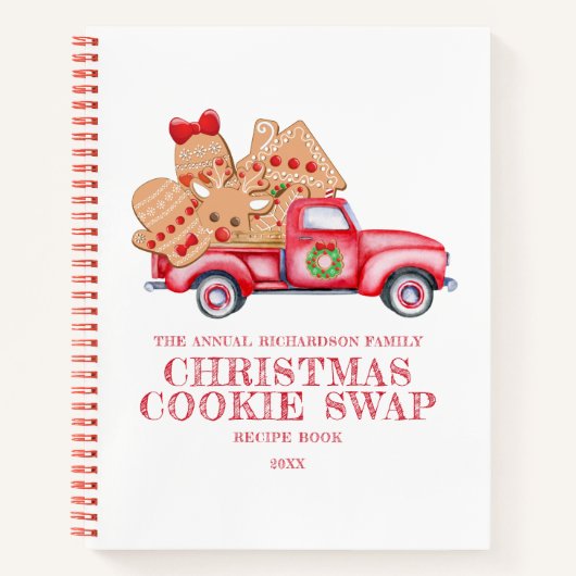 Red Truck Kerstkoekje Swap Recipbook Notitieboek (Voorkant)