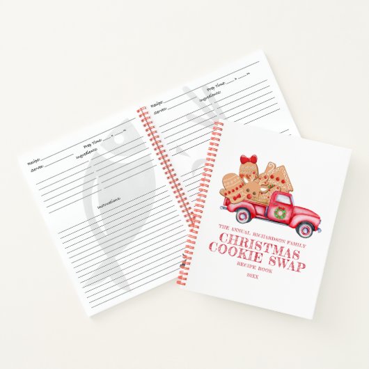 Red Truck Kerstkoekje Swap Recipbook Notitieboek (Binnen)
