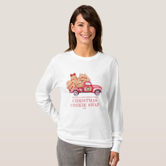 Red Truck Kerstkoekje Swap T-shirt (Voorkant volledig)