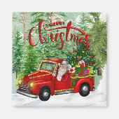  Red Truck Kerstmagneet Magneet (Voorkant)