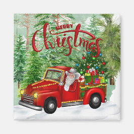 Red Truck Kerstmagneet Magneet