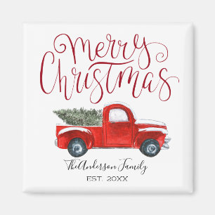 Red Truck Kerstmagneet Magneet