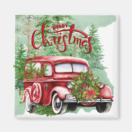 Red Truck Kerstmagneet Magneet