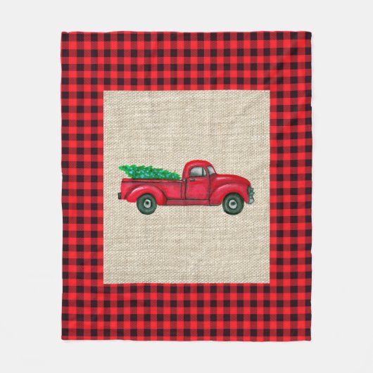  Red Truck Kerstmis Medium Fleece Blanket (Voorkant)