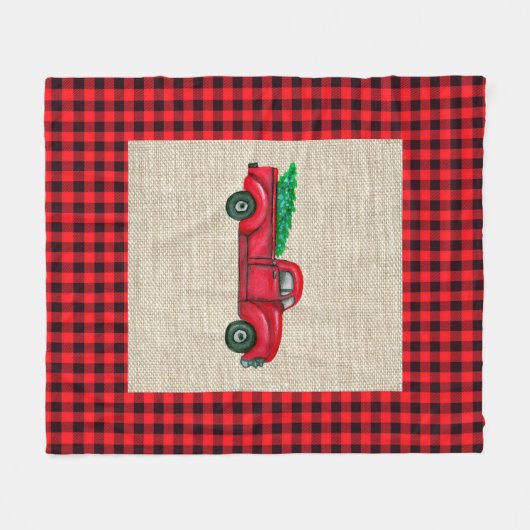  Red Truck Kerstmis Medium Fleece Blanket (Voorkant (Horizontaal))