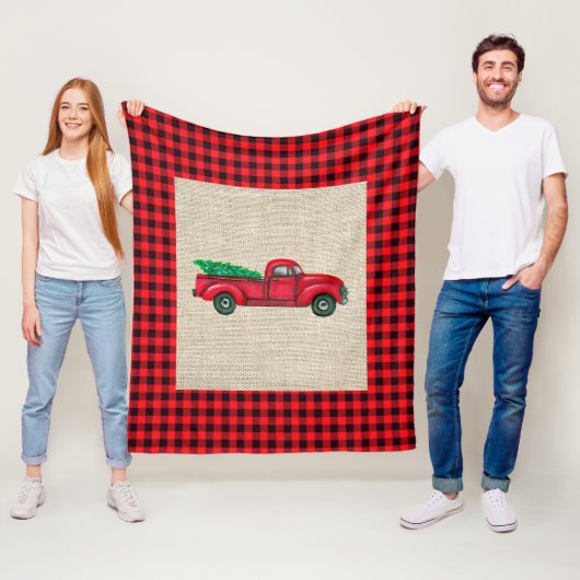  Red Truck Kerstmis Medium Fleece Blanket Deken (In situ)