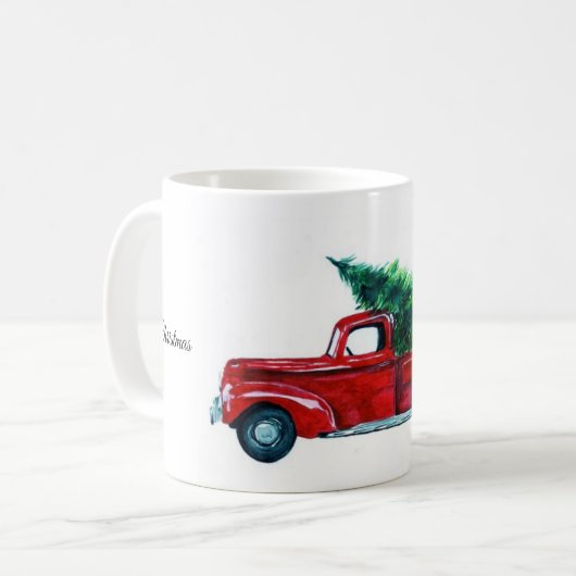 Red Truck Kerstmis Mok (Voorkant links)