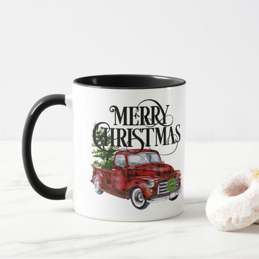 Red Truck Kerstmis Mok (Met donut)