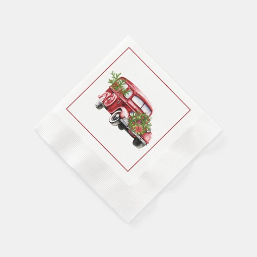  Red Truck Kerstmis Napkins Servet (Hoek)