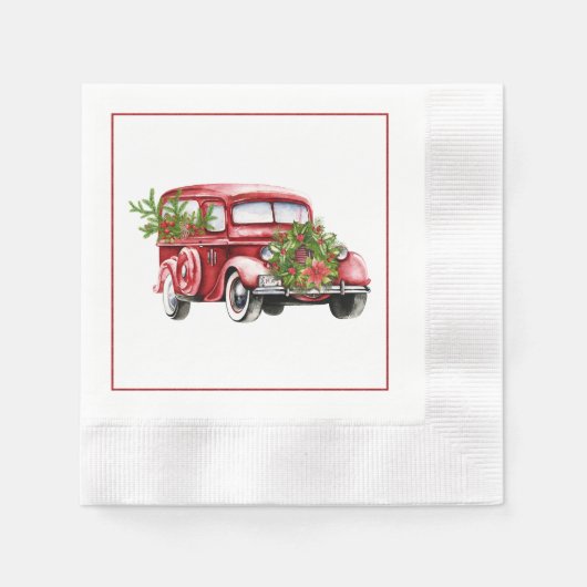  Red Truck Kerstmis Napkins Servet (Voorkant)