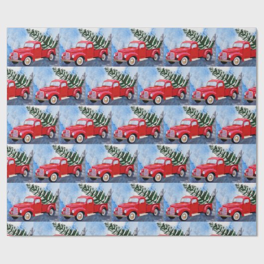 Red Truck kerstpapier Cadeaupapier (Vlak)