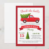 Red Truck Kerstparty Uitnodiging (Voorkant / Achterkant)