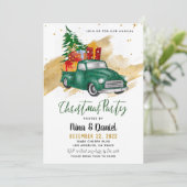 Red Truck Kerstparty Uitnodiging (Staand voorkant)