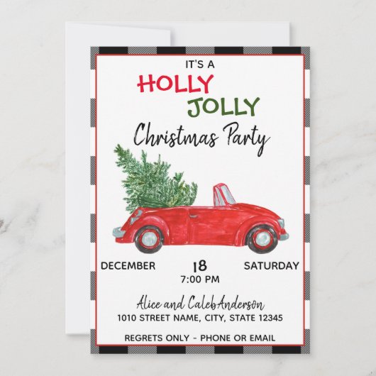 Red Truck-kerstuitnodiging Kaart (Voorkant)