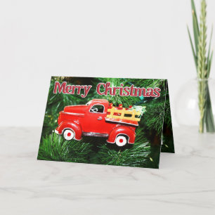 Red Truck kerstversiering 4 Feestdagen Kaart