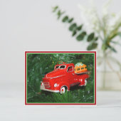 Red Truck Kerstversiering (4) Feestdagenkaart (Staand voorkant)