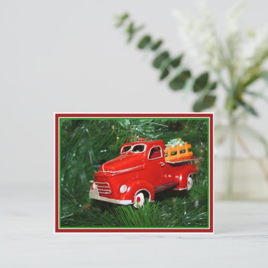 Red Truck Kerstversiering (4) Feestdagenkaart (Staand voorkant)