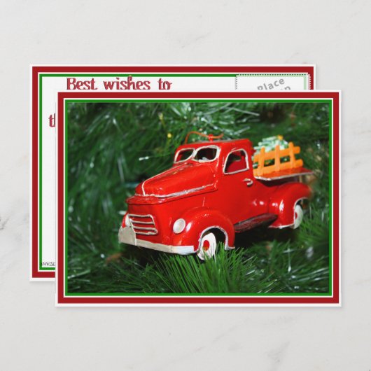 Red Truck Kerstversiering (4) Feestdagenkaart (Voorkant / Achterkant)