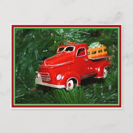 Red Truck Kerstversiering (4) Feestdagenkaart (Voorkant)