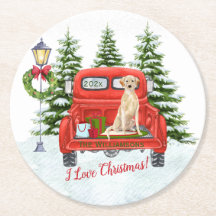 Red Truck Lab Retriever Sneeuwfamilie