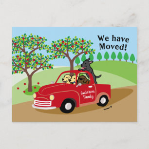 Red Truck Labradors Nieuwe Adresaankondiging Aankondigingskaart