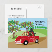 Red Truck Labradors Nieuwe Adresaankondiging Aankondigingskaart (Voorkant / Achterkant)