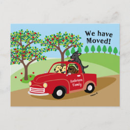 Red Truck Labradors Nieuwe Adresaankondiging Aankondigingskaart