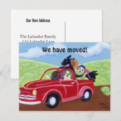 Red Truck Labradors Nieuwe Adresaankondiging Aankondigingskaart (Voorkant / Achterkant)