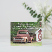 Red Truck - Langste reis - Quote Briefkaart (Staand voorkant)