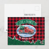  Red Truck Love & Bedankt Holiday Briefkaart (Voorkant / Achterkant)